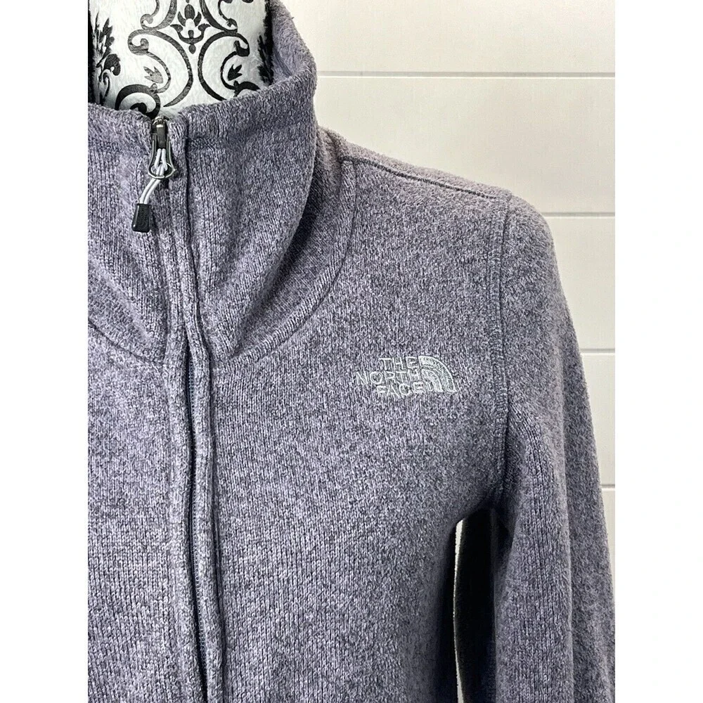 The North Face Knit Fleece Jacket Womens Lavender S Zip Front Pockets CorpCore - Picture 5 of 13